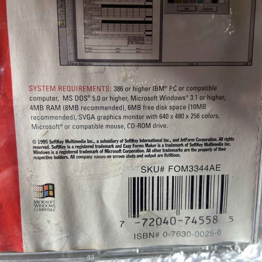 Easy Forms Maker PC CD Rom 1995 Extension Vtg Softkey‎
